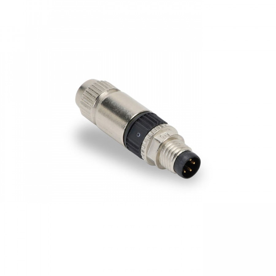 M8 male, 4-pole, 22 to 26 AWG