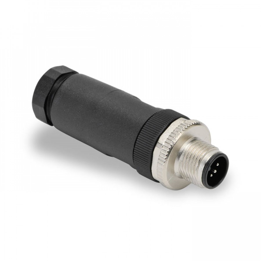 M12 male, 5-pole, 18AWG