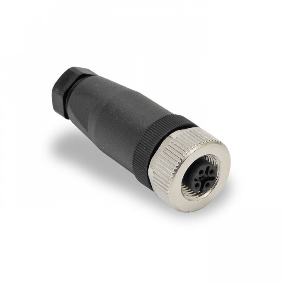 M12 female, 4-pole, 18AWG