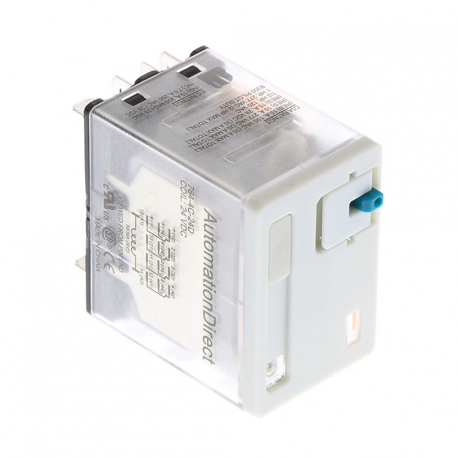 CubeRelay 24VDC 4PDT 15A push
