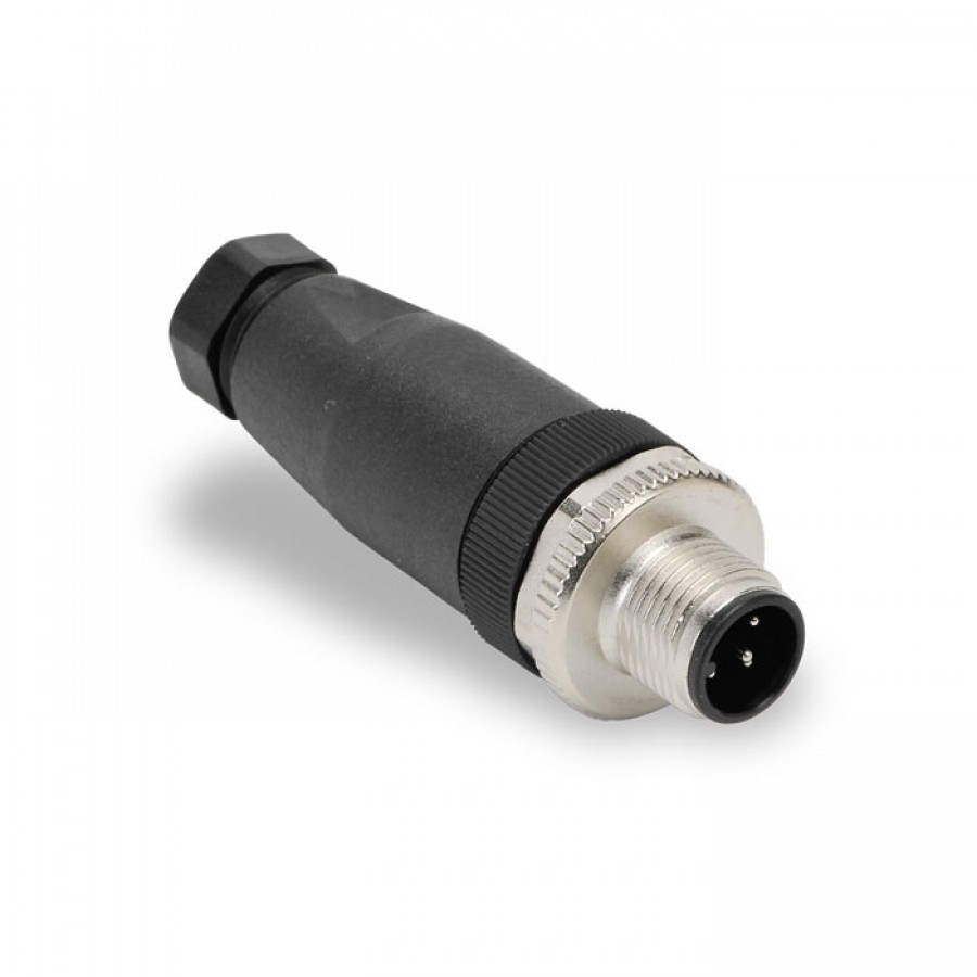M12 male, 5-pole, 18AWG