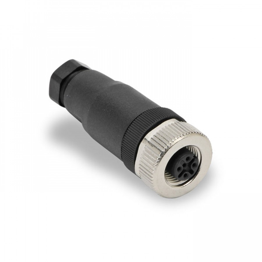 M12 female, 5-pole, 18AWG