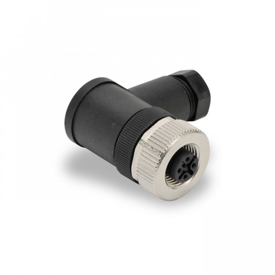 M12 female, 4-pole, 18AWG