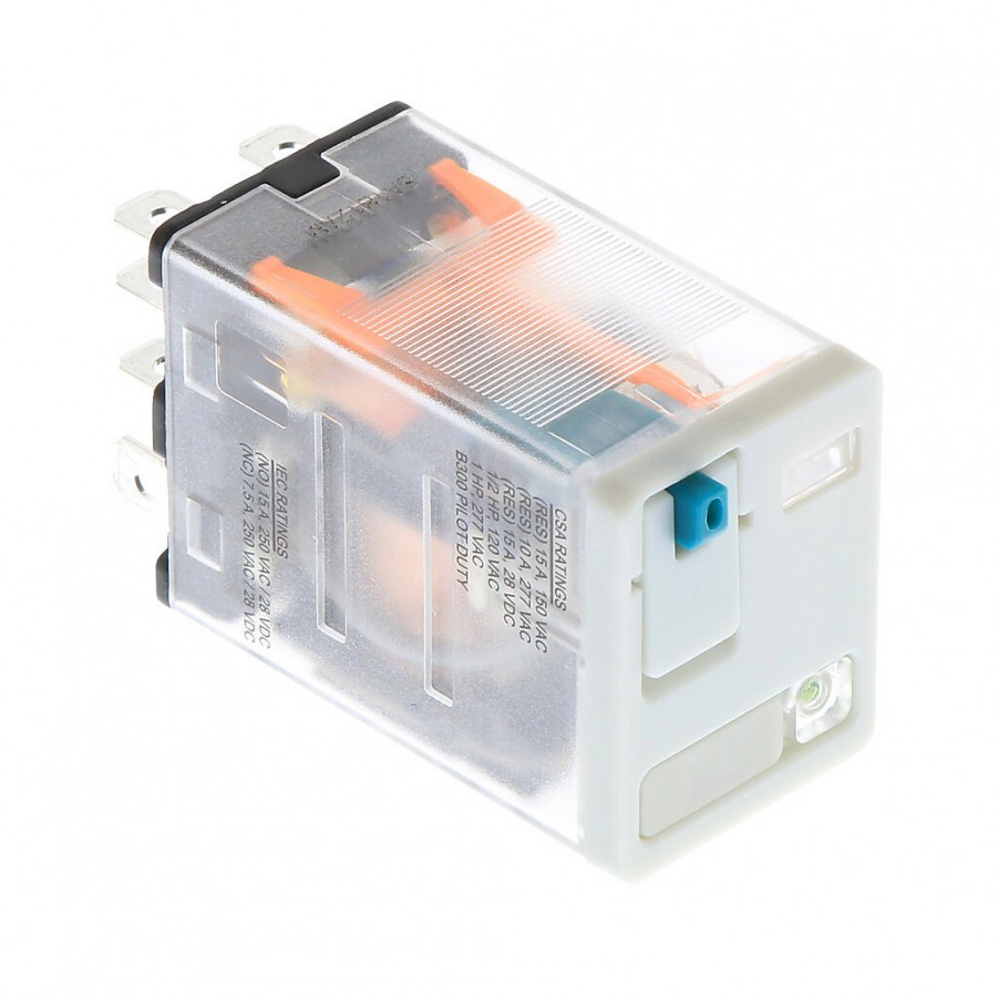 CubeRelay 24VDC 2PDT 15A push