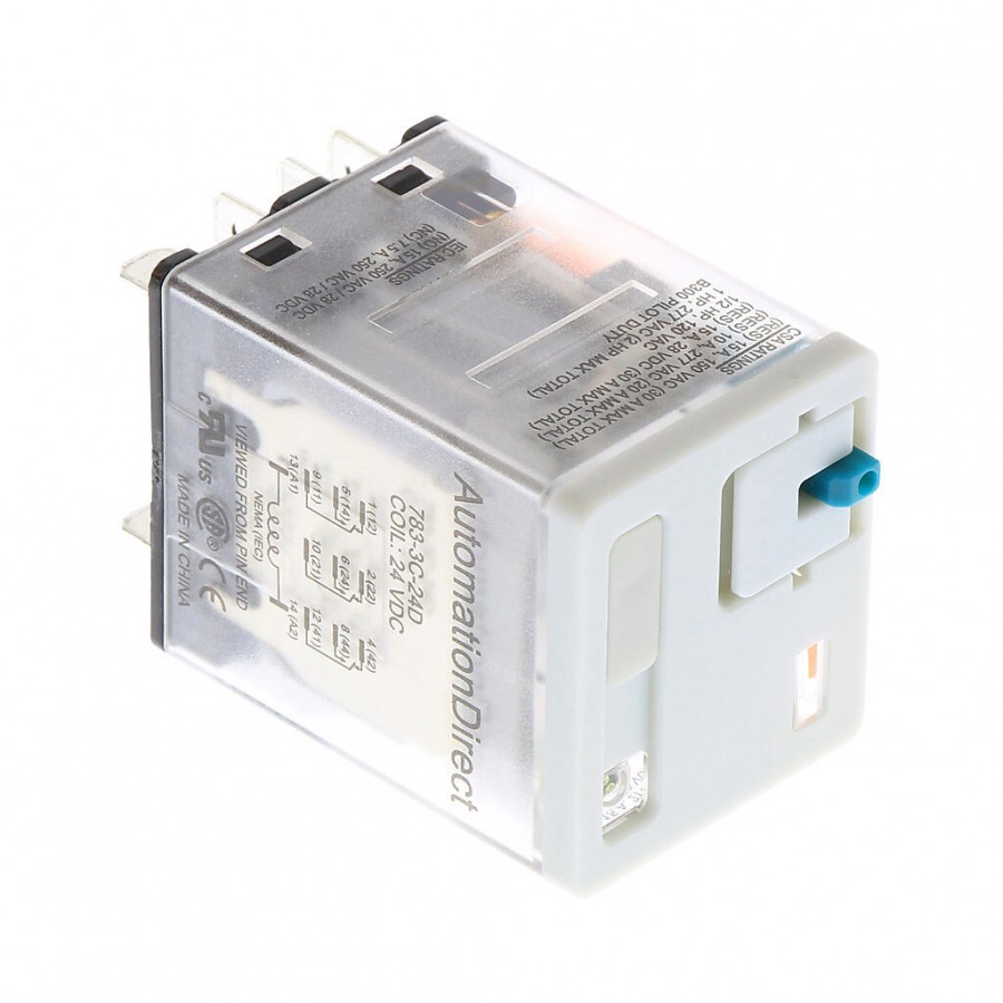CubeRelay 24VDC 3PDT 15A push