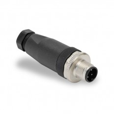 M12 male, 4-pole, 18AWG