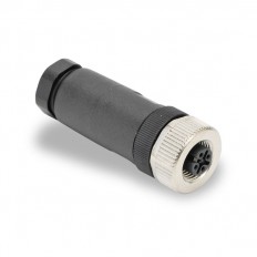 M12 female, 4-pole, 18AWG