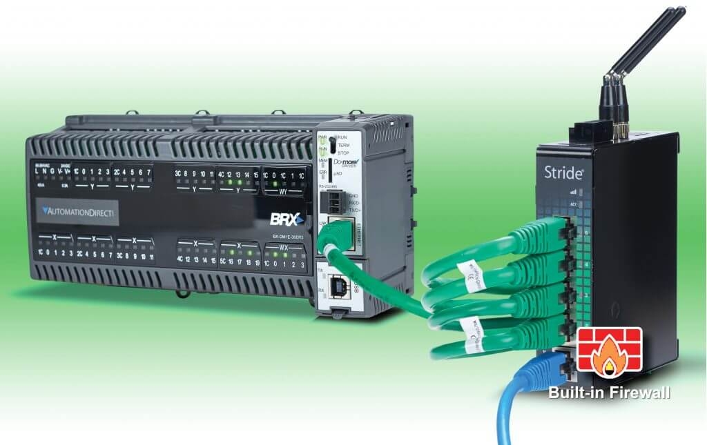 StrideLinx Industrial Router connected to Do-more BRX PLC