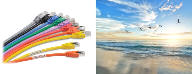Photo combination to solve Visual Conundrum showing an image of several cables and a beach scene.