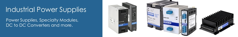 Category banner for Electrical Power Supplies showing products from AchieVe and RHINO brands in a row.