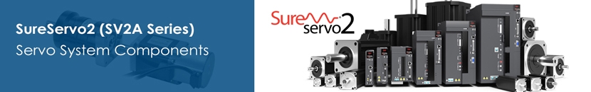 SureServo2 banner with line up of SureServo components of motors, drivers, encoders.